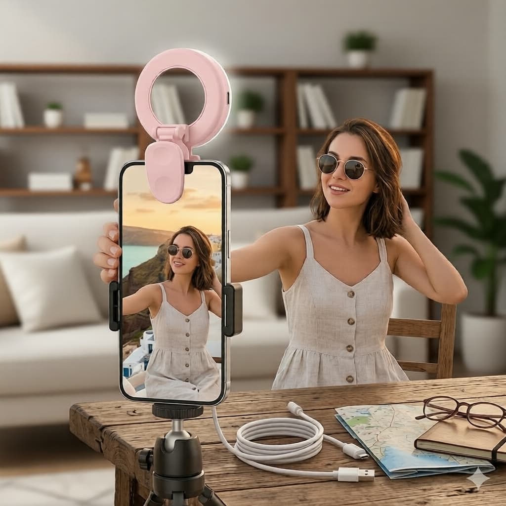 Clipe De Luz De Preenchimento De Telefone Em Ring Light Anel LED 2.68 Polegadas Recarregável Portátil Maquiagem Para Cel