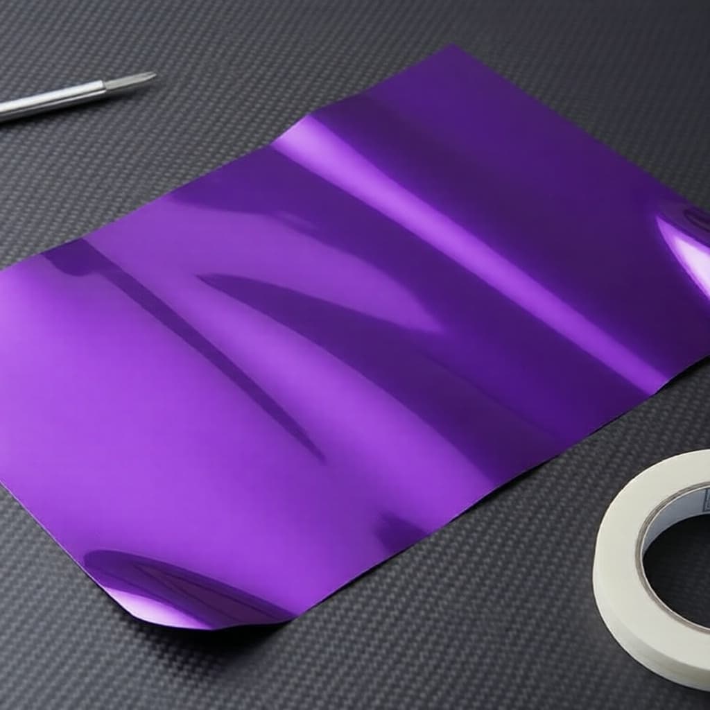 Rolo de Vinil Brilhante Roxo Doce com Canais de Liberação de Ar, Autocolante Esticável para Envoltório de Motos e Carros