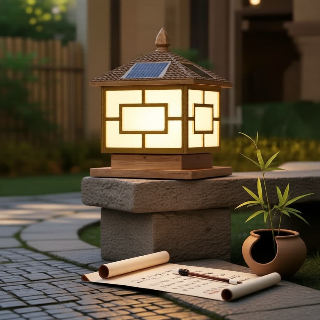 Lâmpada de Pilar Quadrada Solar Inteligente, Retro LED, IP65 à Prova de Intempéries, Luminária Decorativa Externa