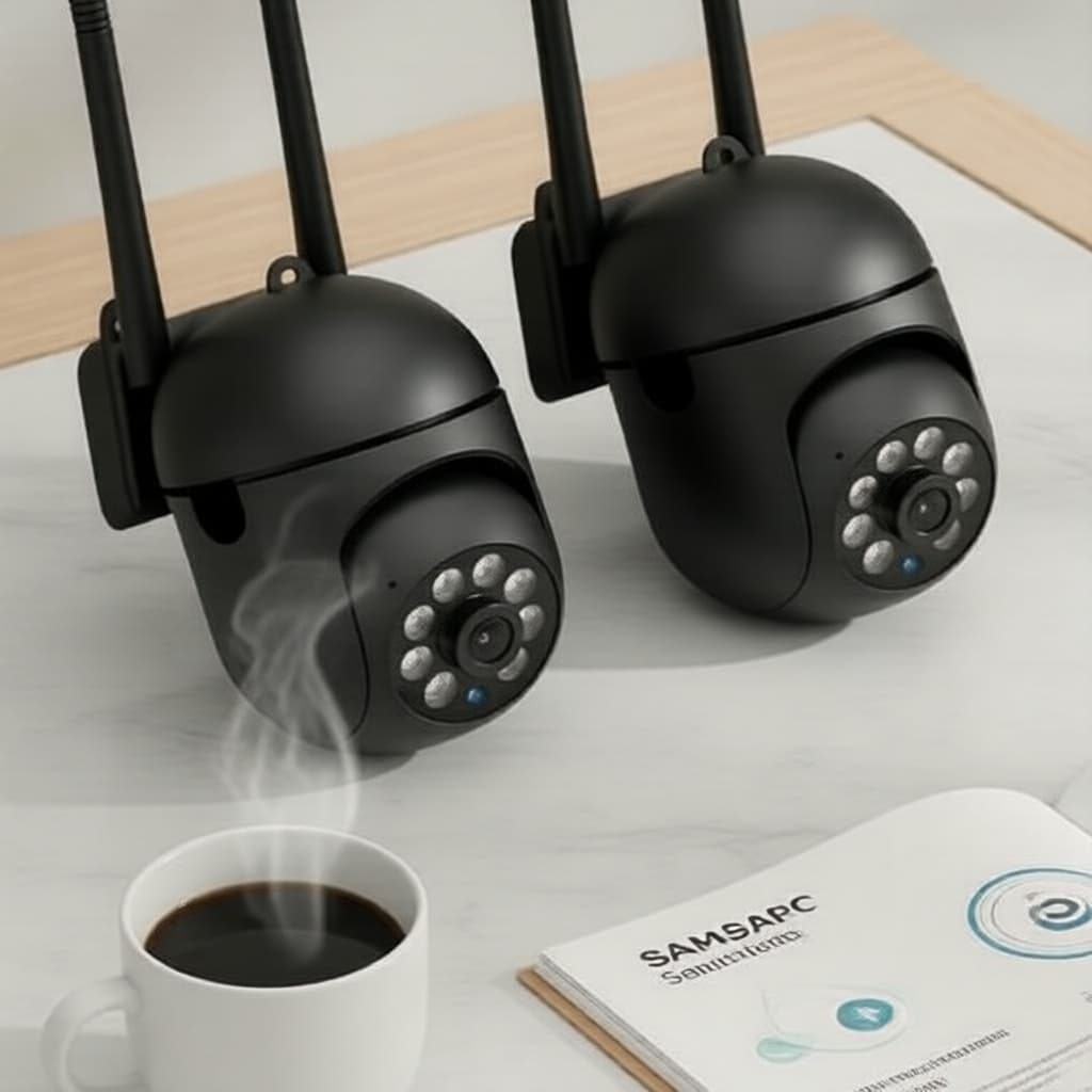 Câmera De Segurança CCTV 2 Conjuntos De Interna WiFi 360 ° Ptz Panorâmica Com Detecção De Movimento Noite Colorida