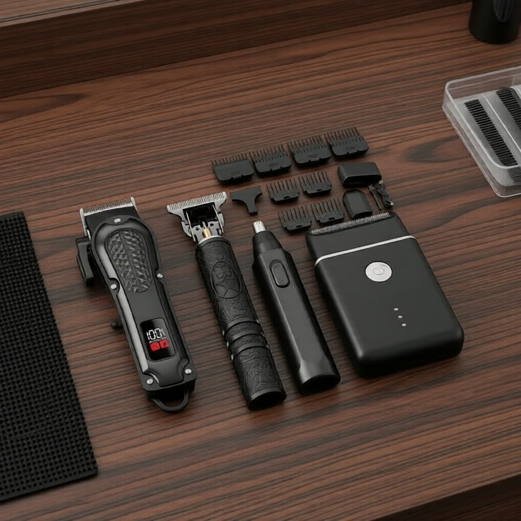 Kit de cuidados masculinos recarregável USB: cortador de cabelo elétrico + aparador de barba T9 + aparador de pelos do