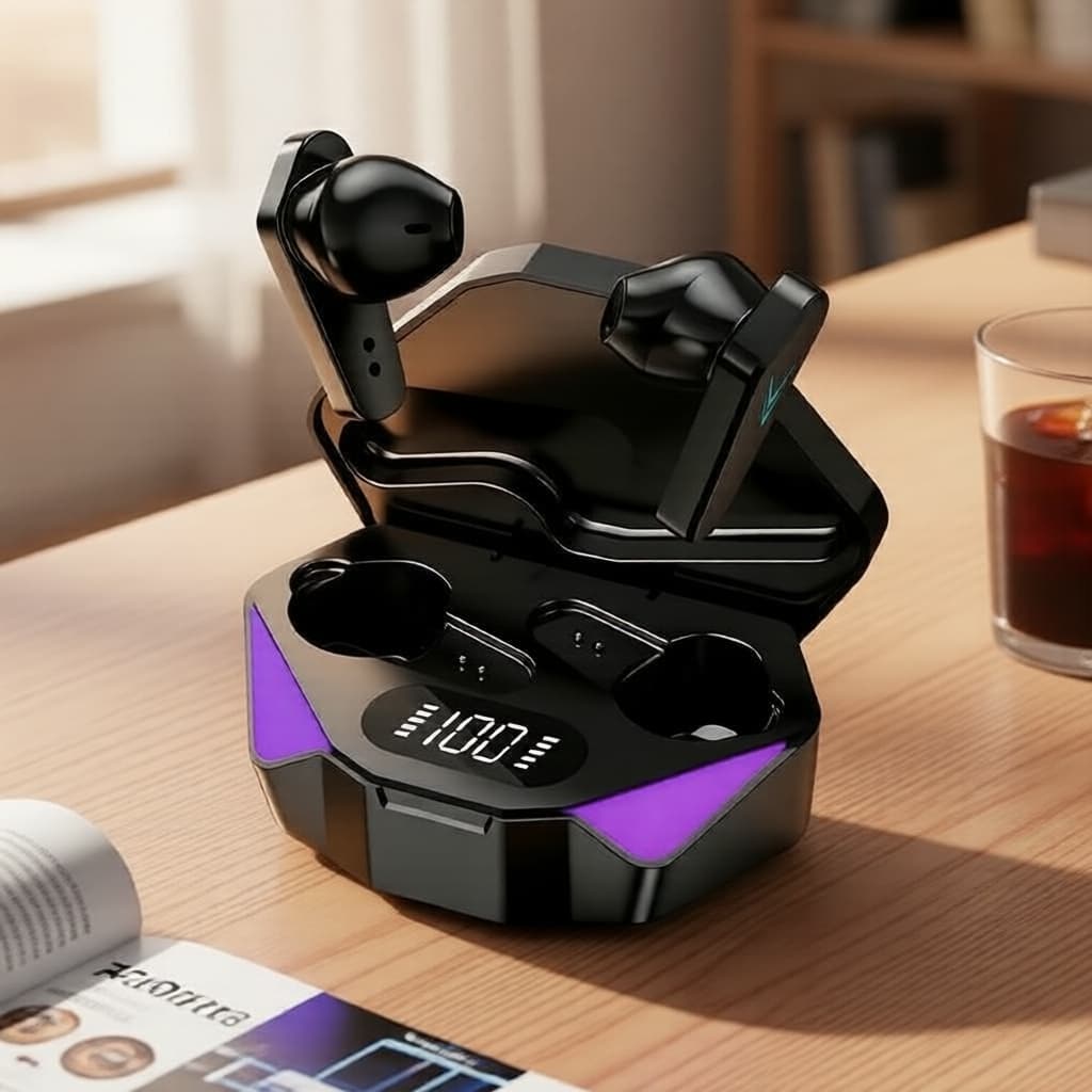 Fones de ouvido TWS de nível gamer – fone sem fio com microfone para celulares, esportes e escritório; leve