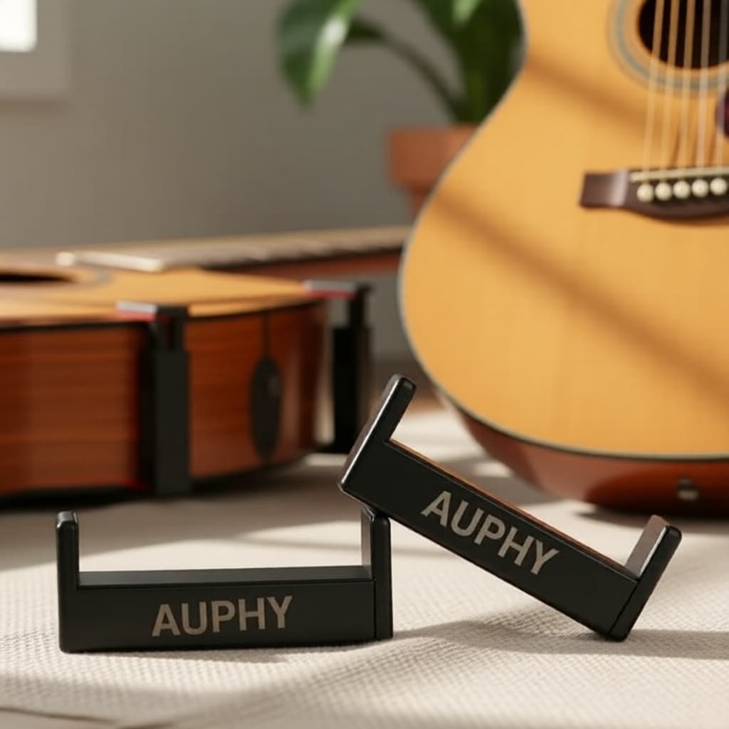 AUPHY SGS-22 suporte de parede antiderrapante para violão acústico/elétrico/baixo/ukulele com capotraste, afinador,