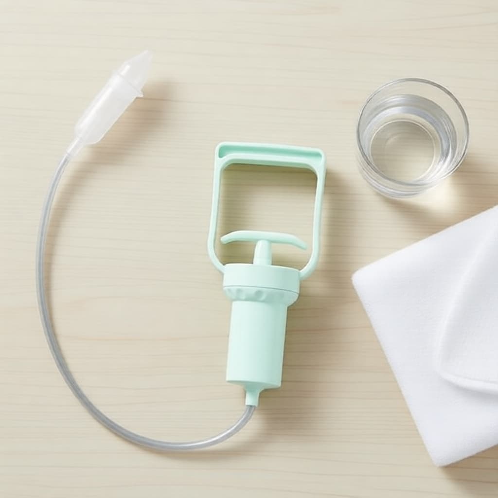Aspirador nasal compacto de funcionamento manual com potente sucção para bebé