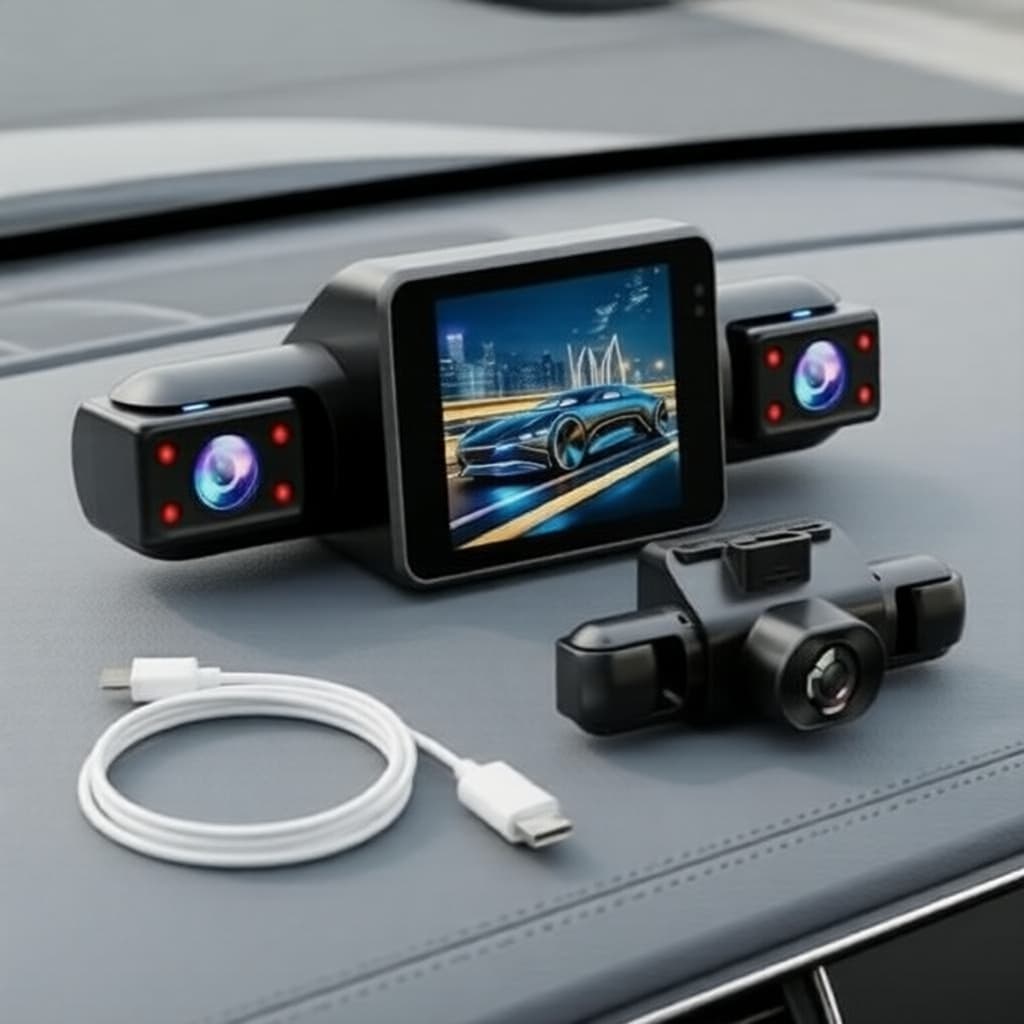Câmera Veicular 4 Canais 360° DVR Quad com Monitoramento de Estacionamento e Gravação de Vídeo