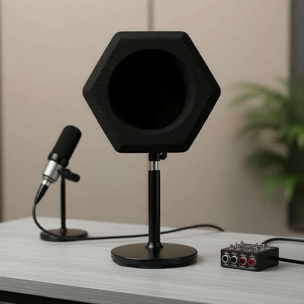Microfone C2 Pop Filter, Protetor Contra Vento, Isolamento Acústico para Estúdios de Gravação, Espuma de Absorção de