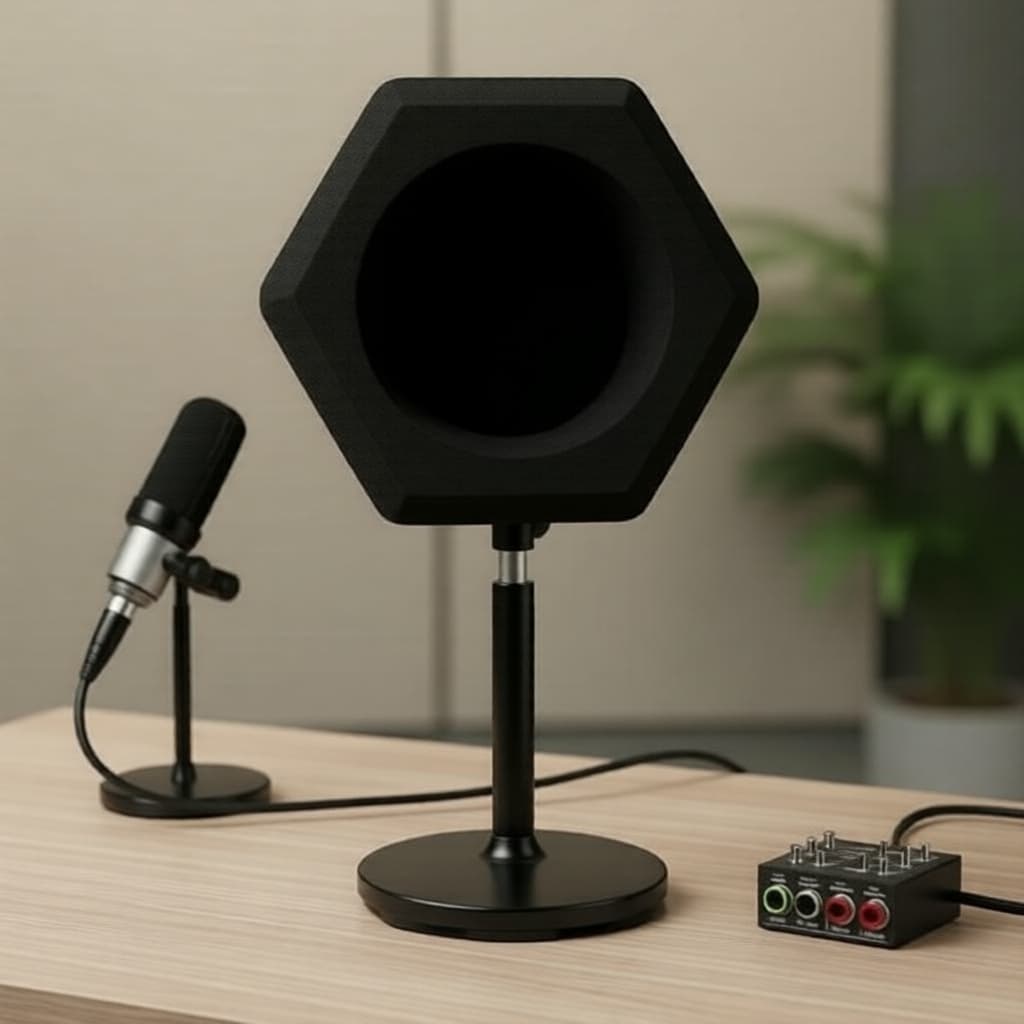 C2 Mic Pop Filter Isolation Ball, Espuma de absorção de som de 5 lados para gravação em estúdio
