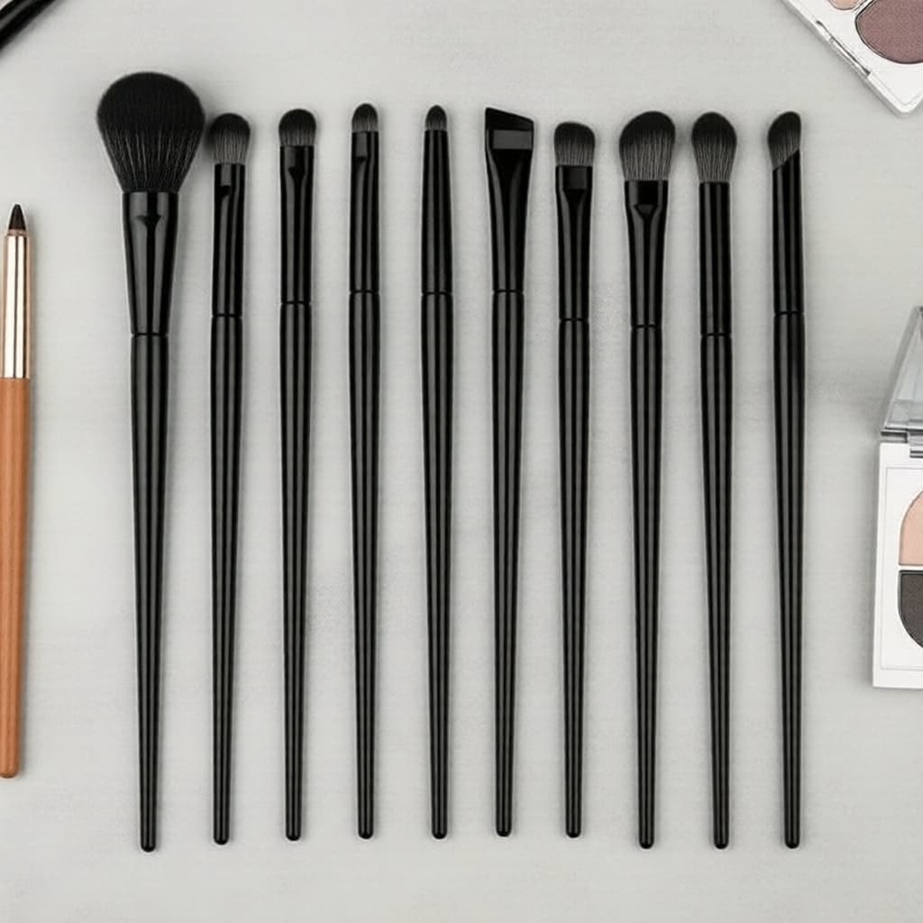 Conjunto de 10 Pincéis para Maquiagem dos Olhos – Pincéis para Esfumar, Delineador e Detalhes da Sombra
