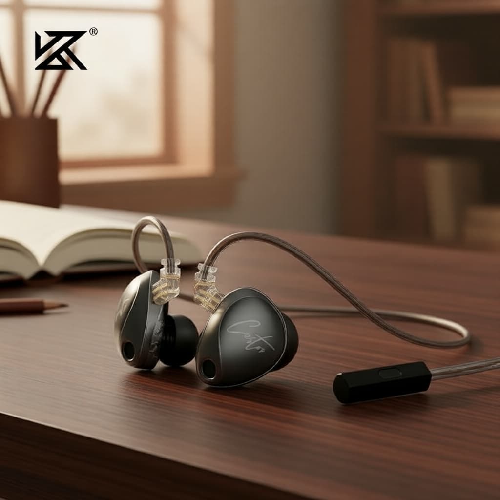 Fones de ouvido HiFi KZ Castor com drivers duplos ajustáveis, fones com fio intra-auriculares com isolamento de ruído