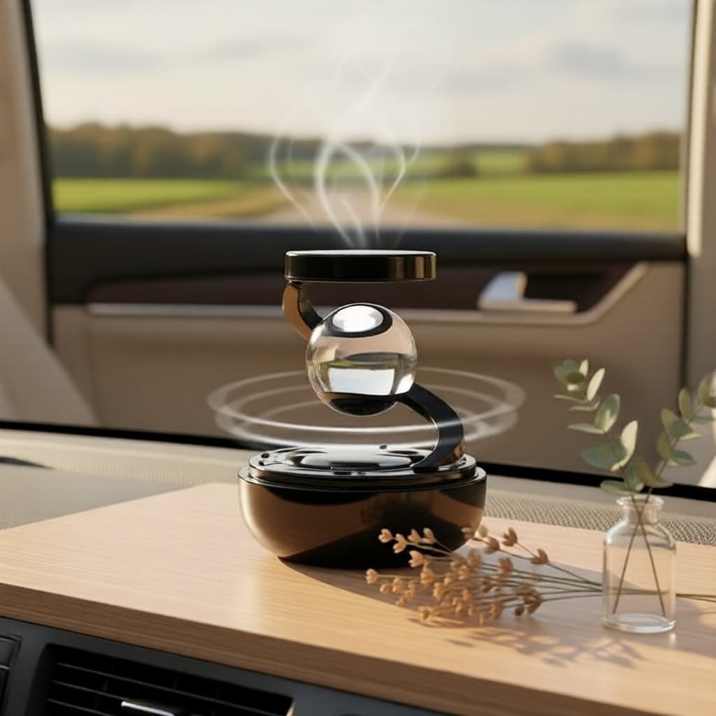 Bola Giratória Solar de Cristal: Purificador e Aromatizador de Ar para Carros