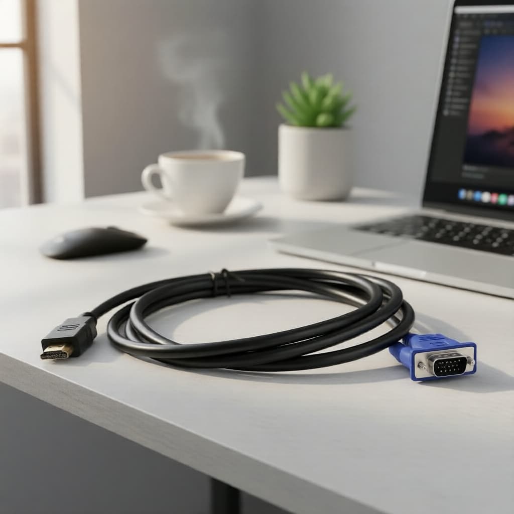 Cabo HDMI para VGA de 1,5m com plugs dourados, passivo, sem chip integrado, conversor HDMI para VGA para monitores