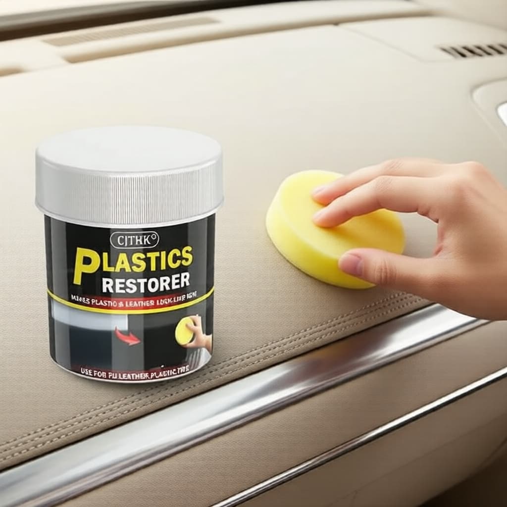 Restaurador de Plástico & Couro para Carro - Preto Novinho, Brilho Intenso, Creme de Reparo