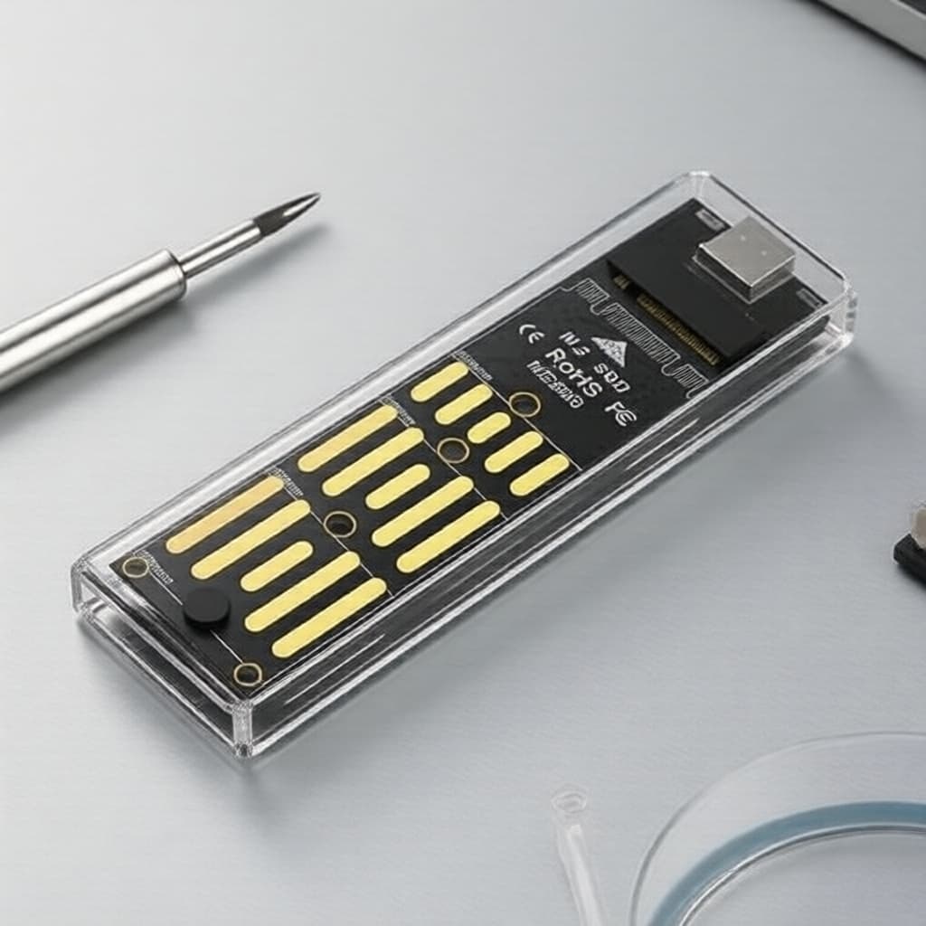 Gabinete SSD Transparente M.2 NVMe e NGF, Drive de Estado Sólido Externo de Protocolo Duplo