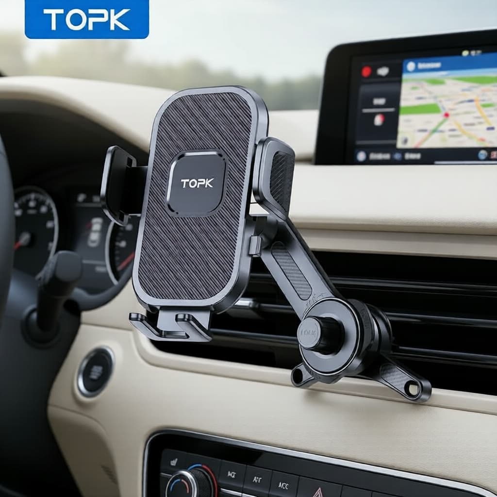Suporte Veicular para Saída de Ar TOPK - Design Robusto de Garra Larga e Gancho Metálico para Capas Espessas