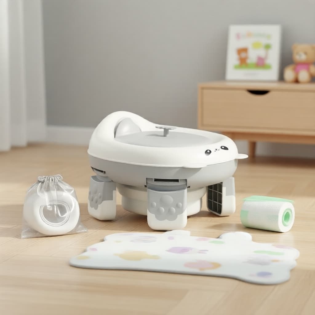 Assento sanitário dobrável portátil para bebês e crianças pequenas, penico de viagem com tabelas e bolsa de
