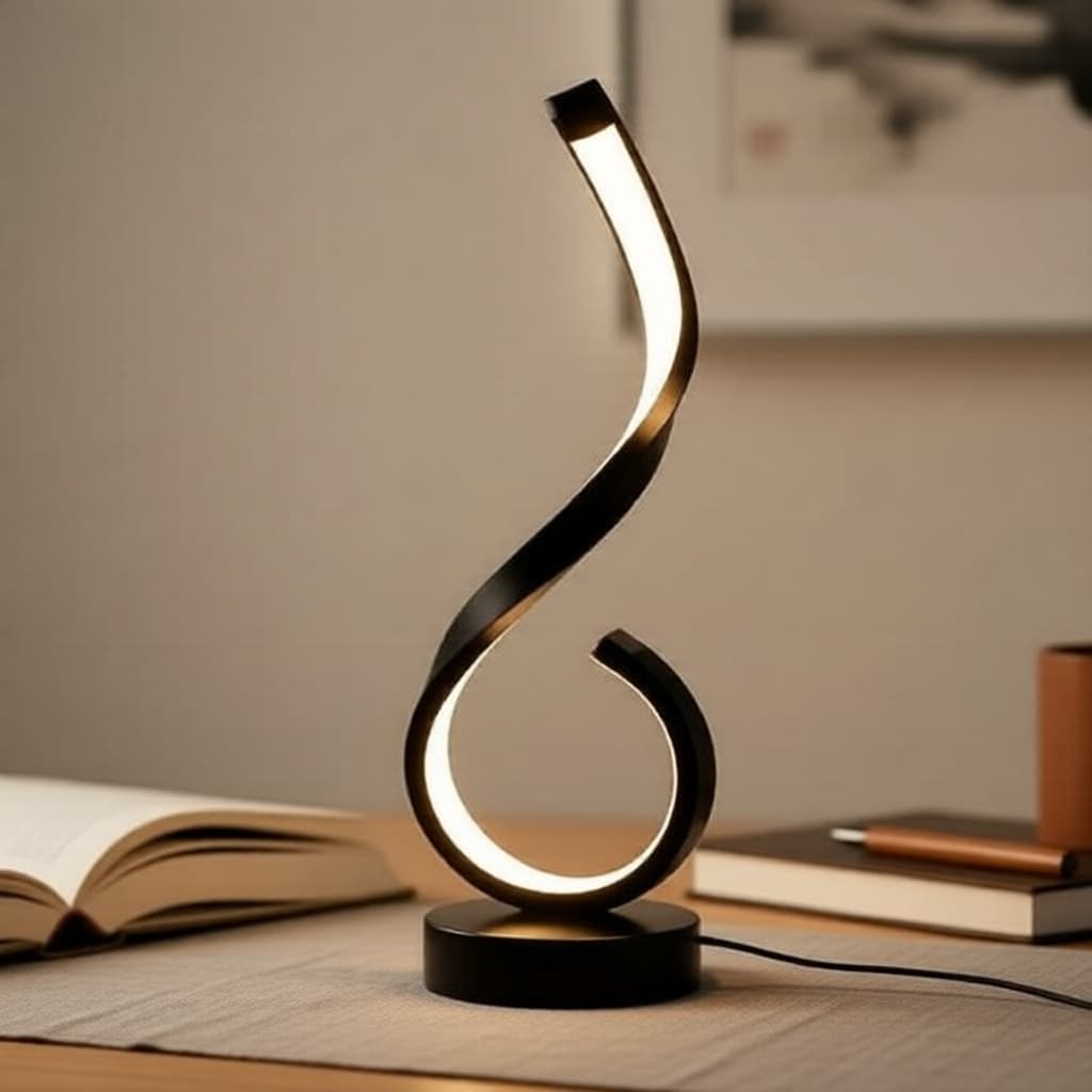 Luminária de Mesa LED Curvada Elegante, Luminária Minimalista Nórdica para Quarto e Escritório
