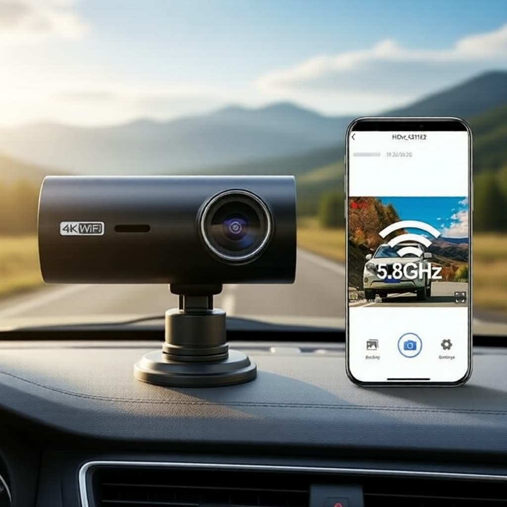 DVR Veicular Dash Cam com WiFi, Lente Dupla, Visão Noturna e Gravador de Vídeo com Modo de Estacionamento