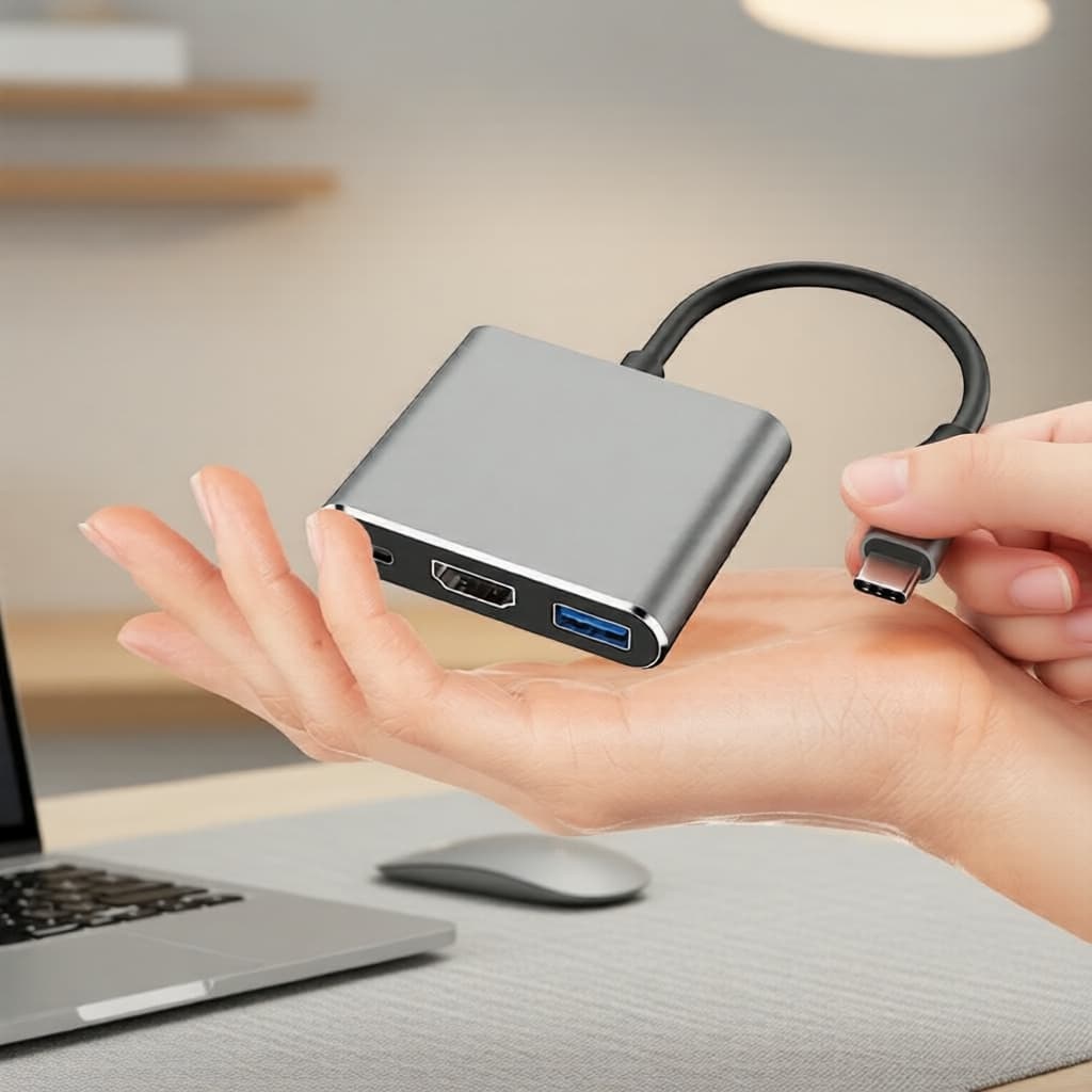 3 em 1 Hub USB-C de macho para fêmea HDMI 4K UHD USB 3.1 USB-C adaptador de carregamento USB-C para laptop Macbook A