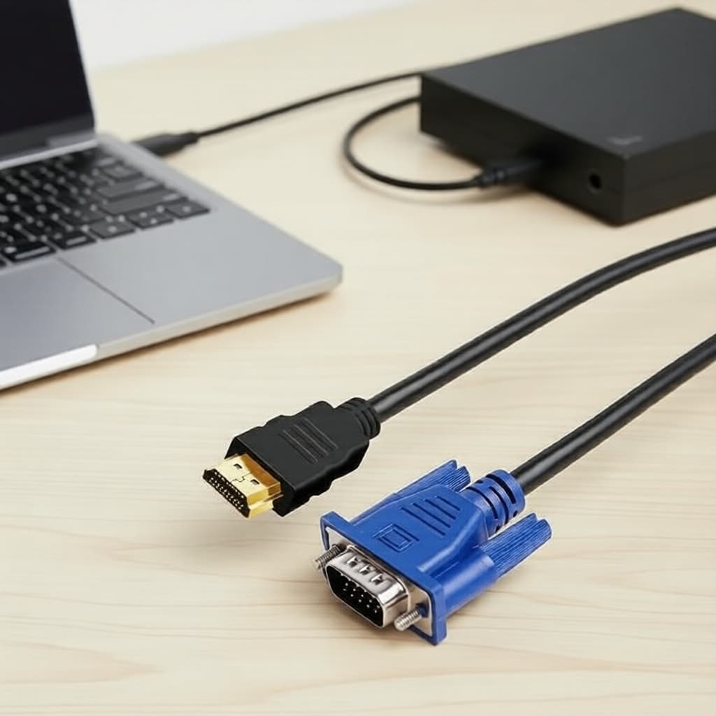 Cabo conversor HDMI macho para VGA macho com áudio, 1 m, 1080P, para PC/HDTV/Projetor/PS4