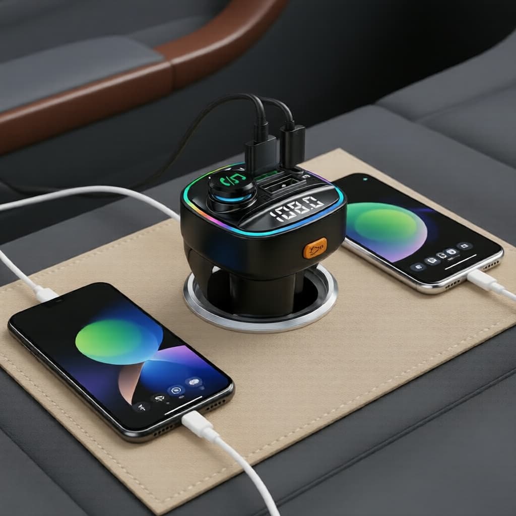 Transmissor Bluetooth para Rádio FM de Carro com Reprodução de MP3 e Carregamento Rápido USB