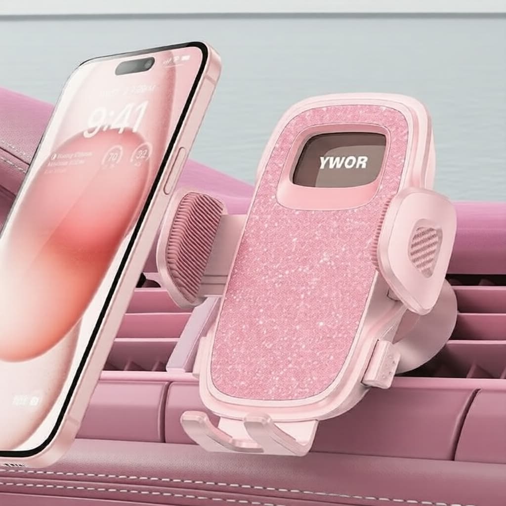 Suporte Veicular Ventilador Universal de Strass Rosa Brilhante YWOR