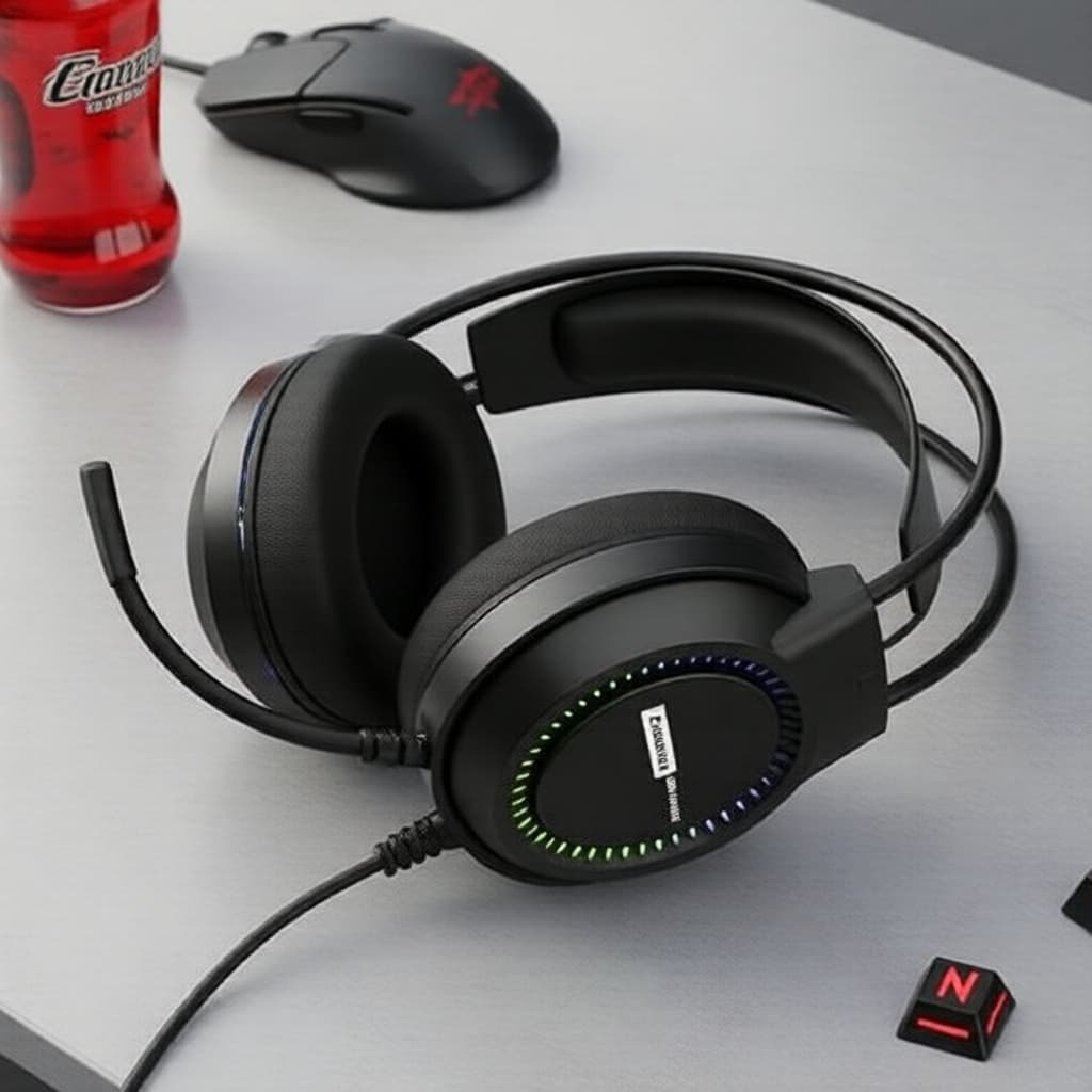 Fone de ouvido gamer Lenovo com RGB, fones de ouvido over-ear à prova d'água, microfone com cancelamento de ruído,