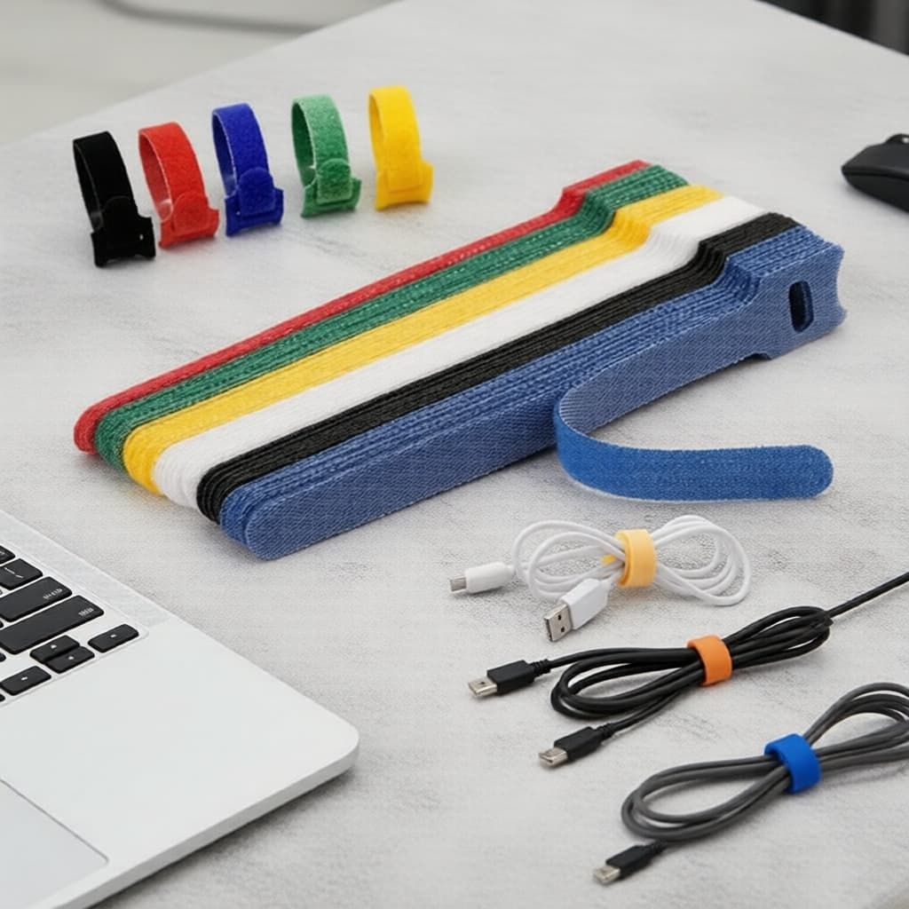 50 unidades de abraçadeiras reutilizáveis, organizador de cabos com velcro para luzes de Natal