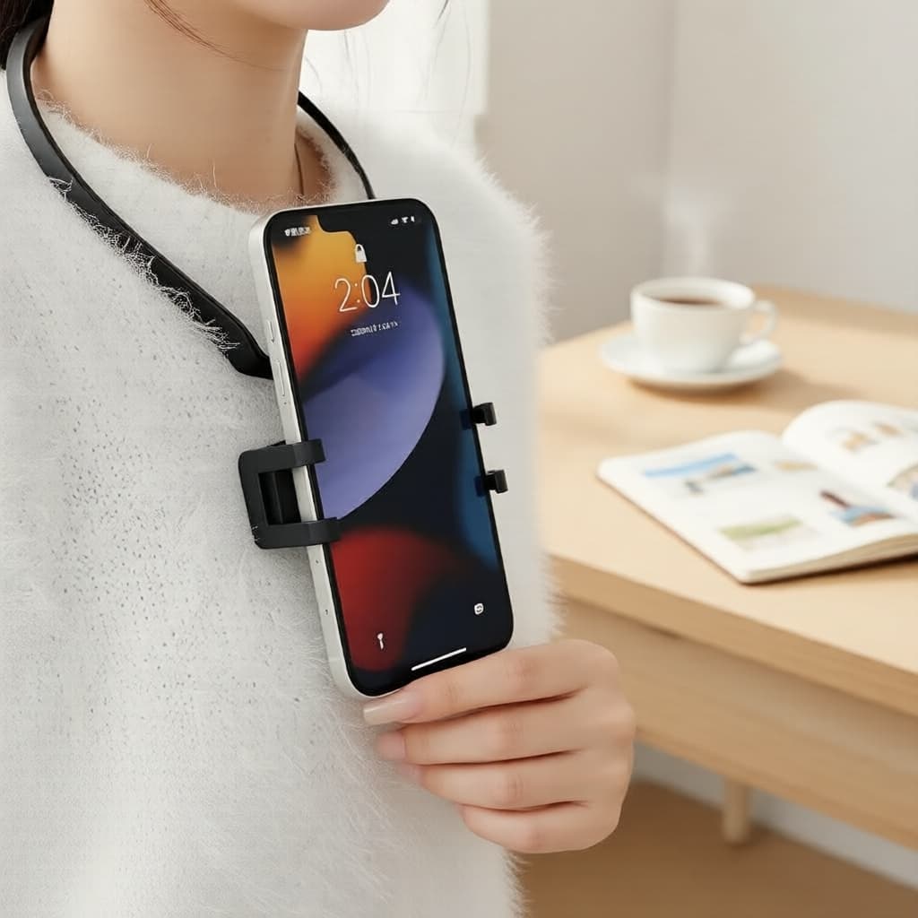 Suporte de Pescoço Mãos Livres para Celular e GoPro - Suporte de Montagem Universal com Grip de Ação