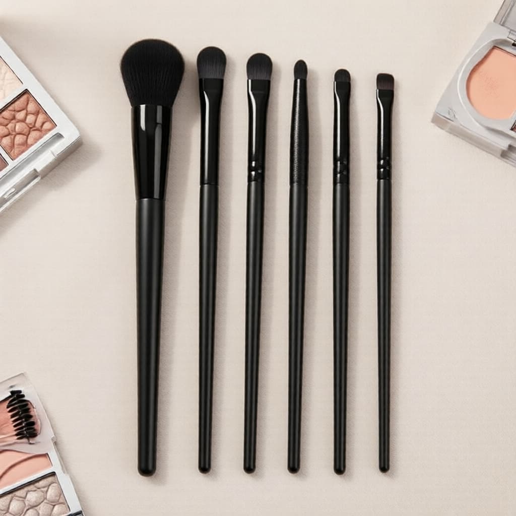 Conjunto de 6 Pincéis Suaves para Maquiagem dos Olhos: Sombra & Delineador, Cerdas de Bicho-da-seda