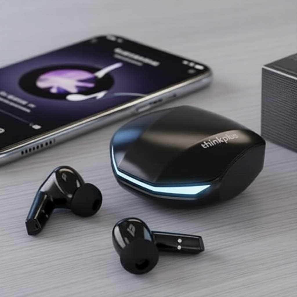 Lenovo GM2 PRO Fones de Ouvido Gamer Sem Fio 5.4, Earbuds Estéreo HiFi com LED, à Prova D’Água, Baixa Latência,