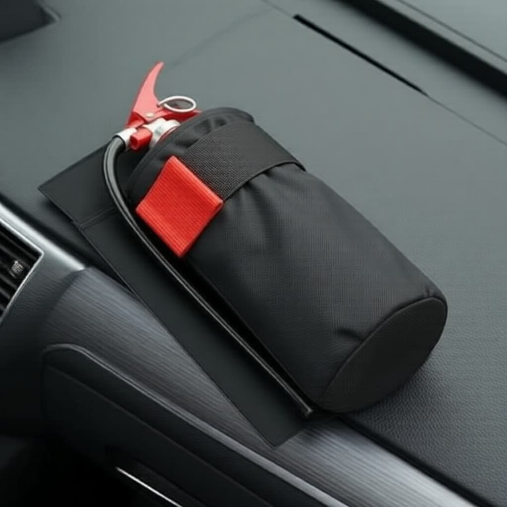 Extintor de incêndio e kit de emergência Oxford para carro, com suporte de fixação para o porta-malas/banco traseiro