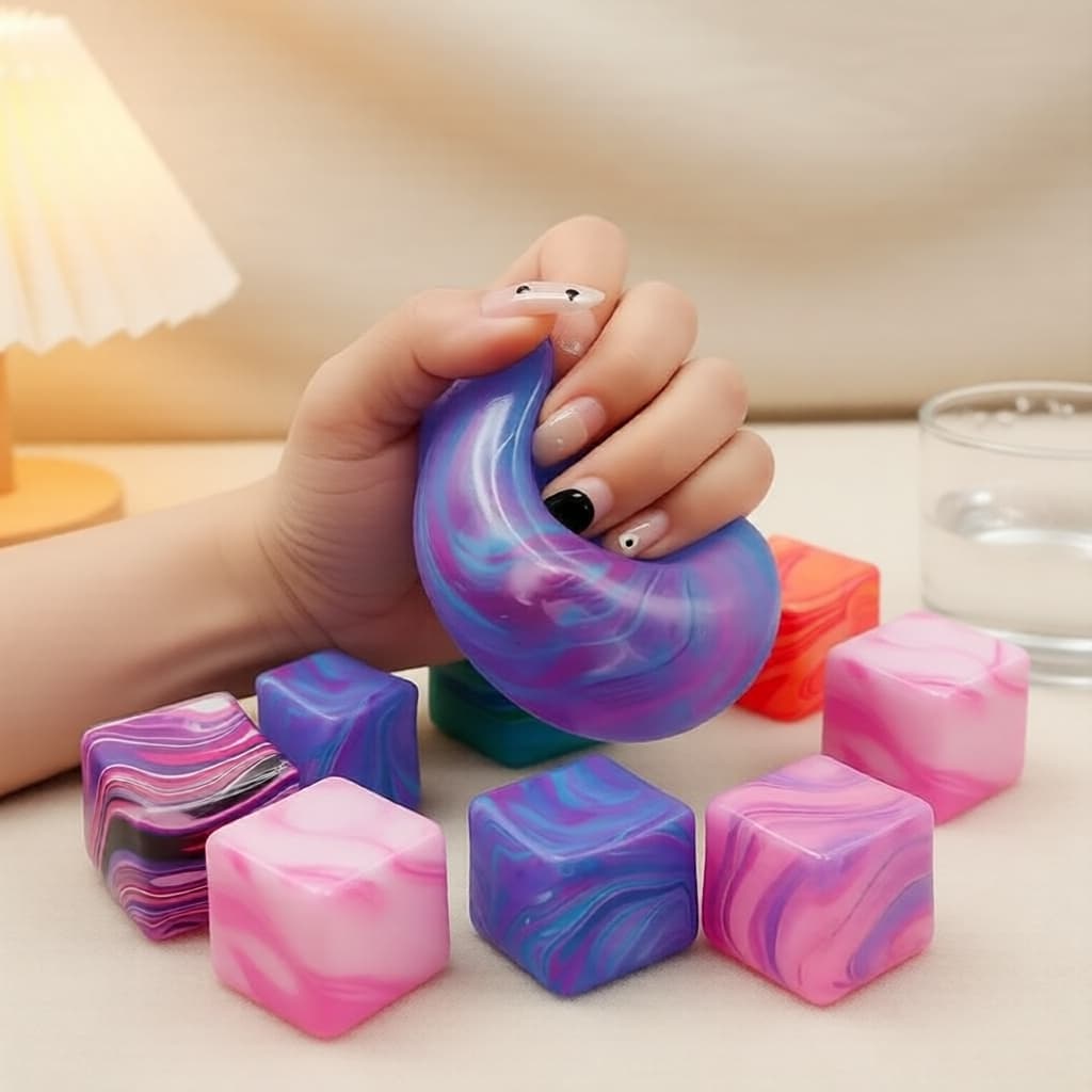 Needoh Nice Cube Soft Squeeze Fidget Toy para crianças e adultos, alívio do estresse e foco
