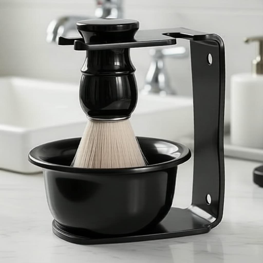 Kit de Cuidados para Barba Masculina: 3 peças, escova de barba e tigela de barbear