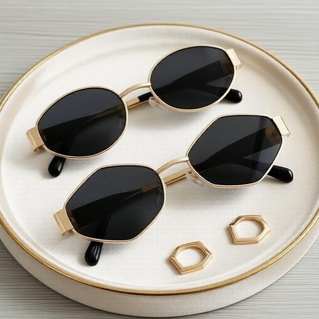 Conjunto de 2 óculos de sol feminino, estilo retrô clássico, com armação redonda de metal, design coreano, proteção UV