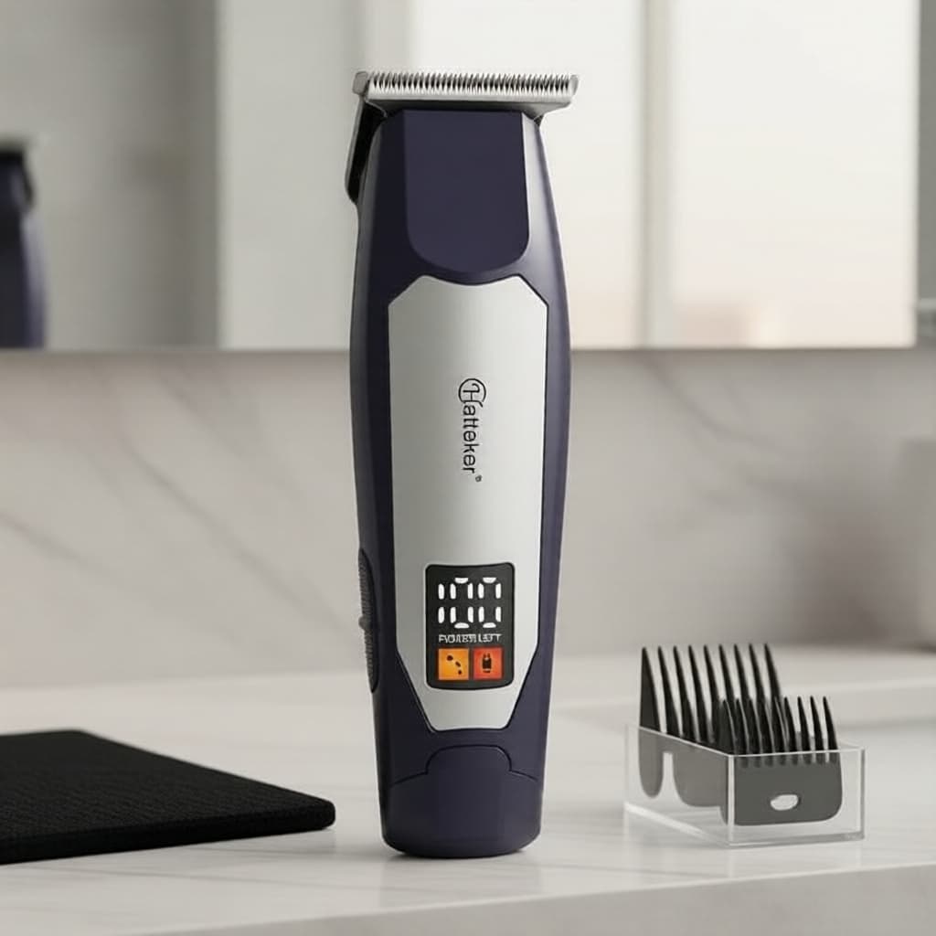 Conjunto de Aparador de Cabelo e Barba Masculino HATTEKER, Aparadores sem fio com Tela LCD, Kit Profissional