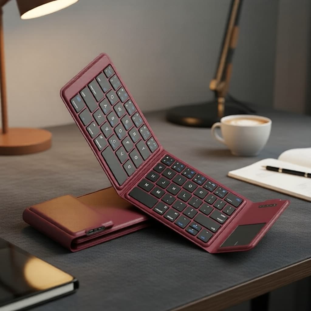 Teclado Bluetooth portátil com teclado numérico, dobrável, ultrafino e sem fio para tablet, PC e smartphone