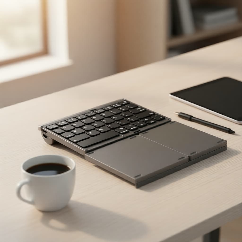 Teclado Bluetooth Mini Recarregável Jomama com Design Dobrável e Teclado Numérico para Todos os Dispositivos