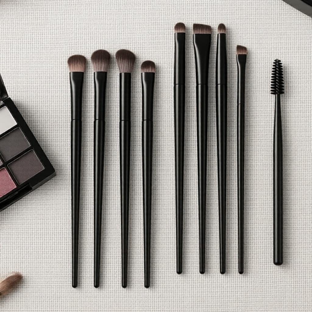 Conjunto de Pincéis de Maquiagem Multifuncional 8 Peças, Cabos Gradiente Portáteis, Pincéis para Sobrancelhas e Olhos