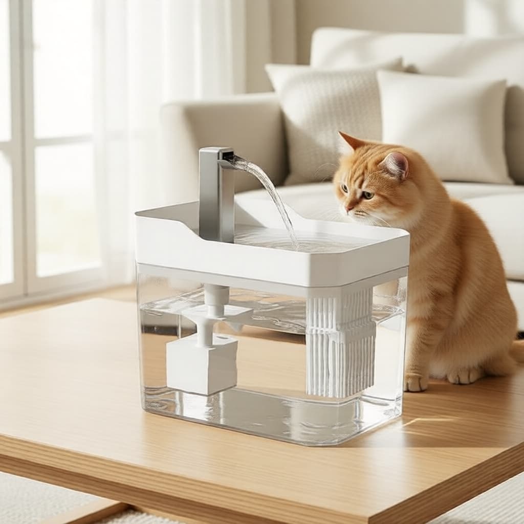 Fonte de água para animais de estimação movida a bateria, automática e contínua, formato de diamante, ideal para gatos e