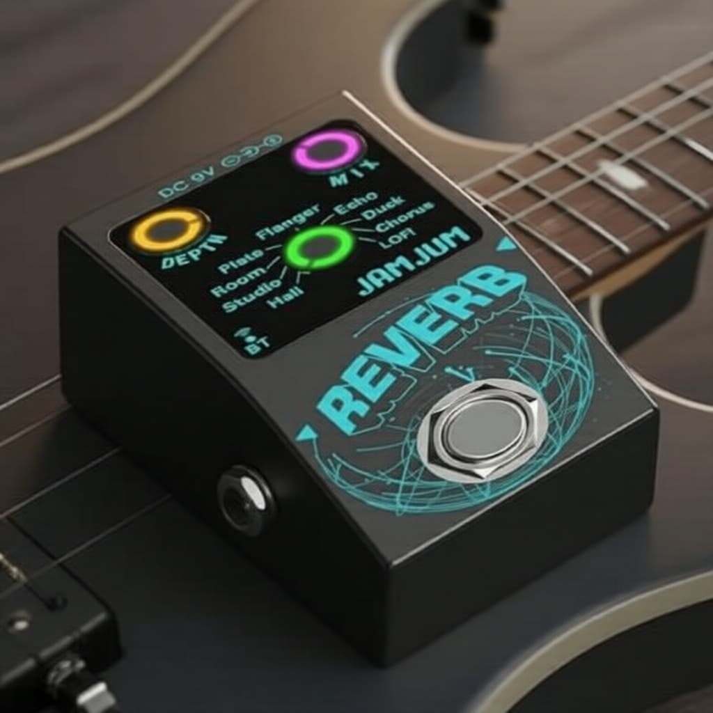 Pedal de Efeitos para Guitarra com 9 Tipos de Reverb, True Bypass, Bluetooth para Acompanhamento, Ideal para