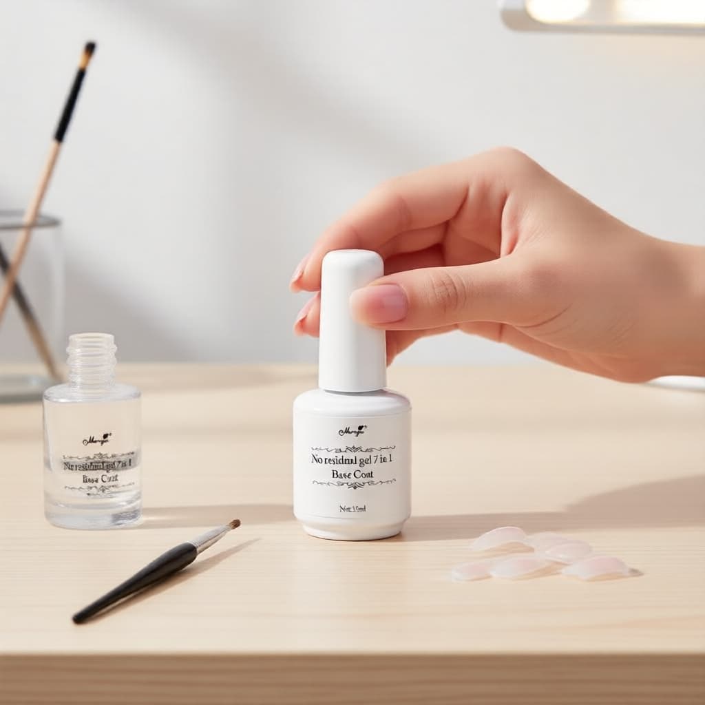 Gel de Unhas Monja 15 ml 7 em 1: Base sem Resíduos, Cola para Unhas Postiças, Gel Construtor e Top Coat, Gel Reforçador,