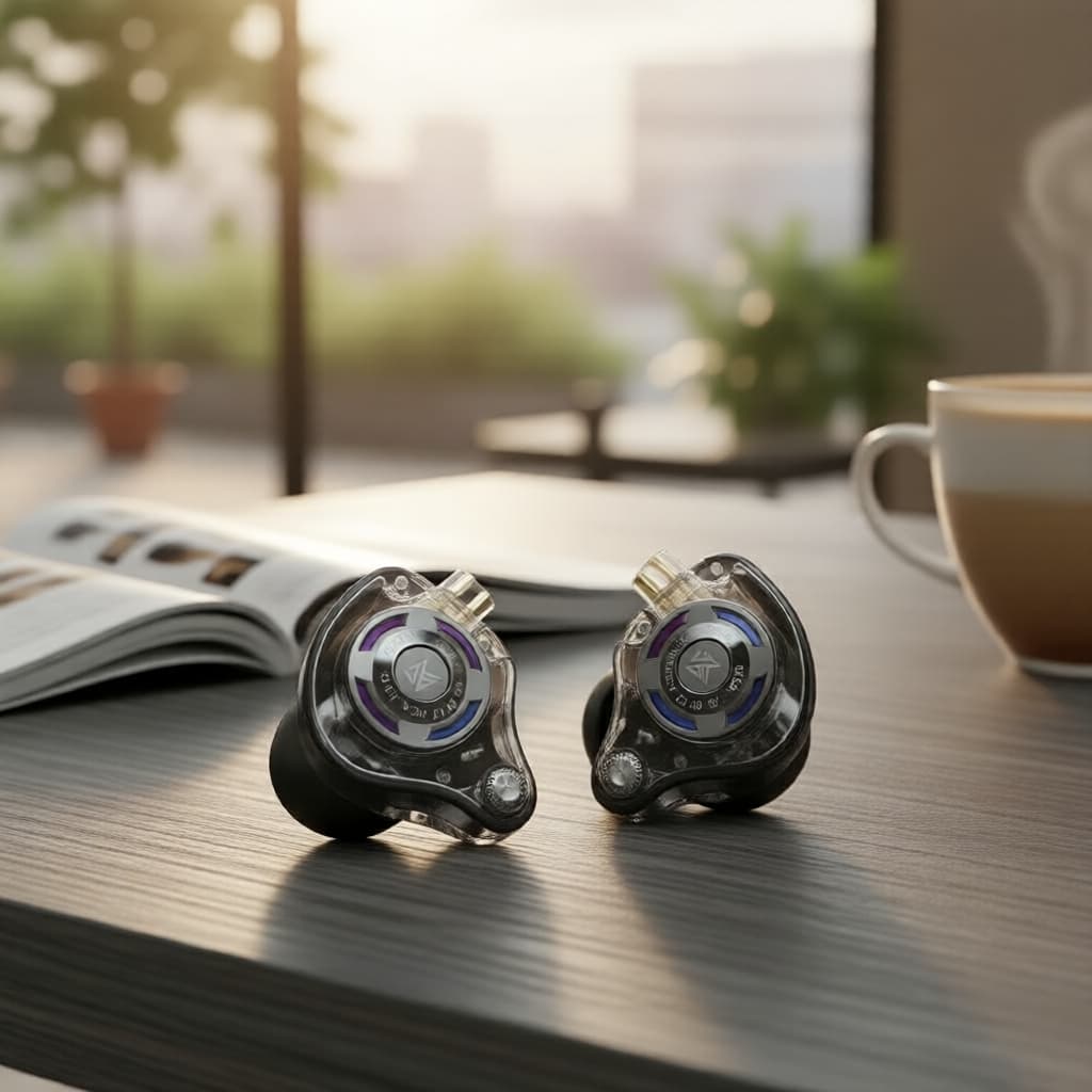 Fones de ouvido KZ Gale HiFi para jogos, intra-auriculares com microfone, cabo prateado destacável, fones de ouvido IEM