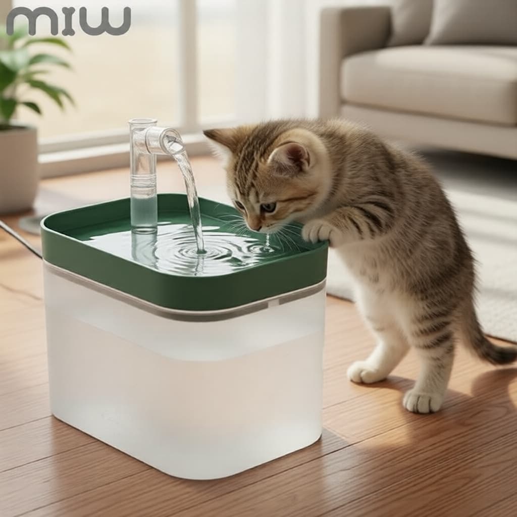 Fonte de água automática 2L para pets com filtro múltiplo, bomba silenciosa e voltagem dupla para cães e gatos