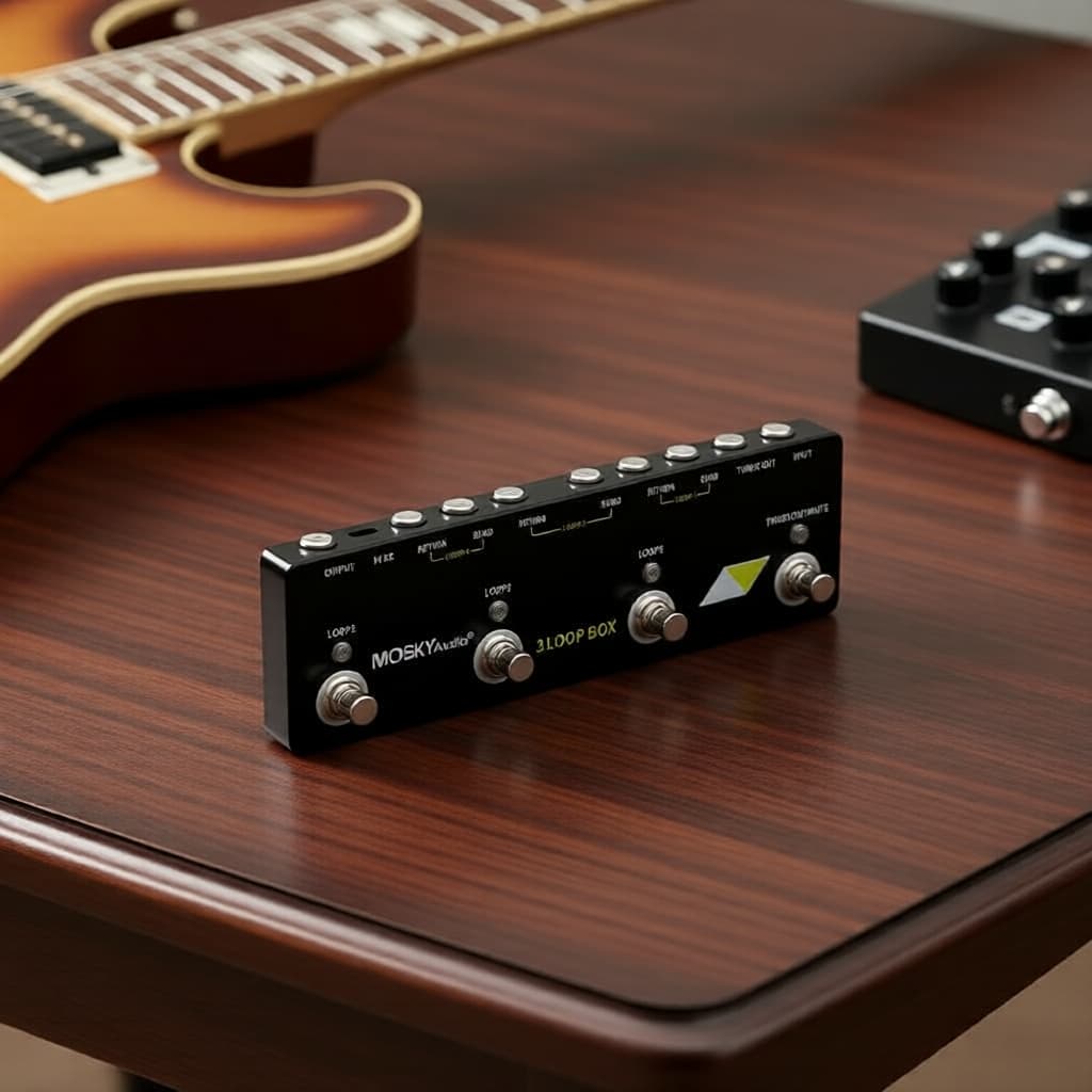 Pedal de guitarra Mosky Audio 3-Loop True Bypass com afinador/mudo, comutador de loops compacto para efeitos