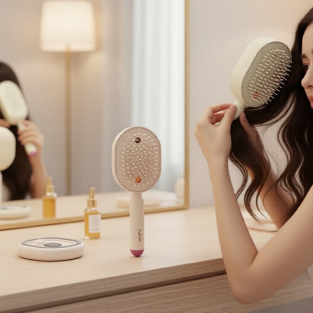 Escova alisadora a vapor sem fio: escova modeladora elétrica recarregável por USB