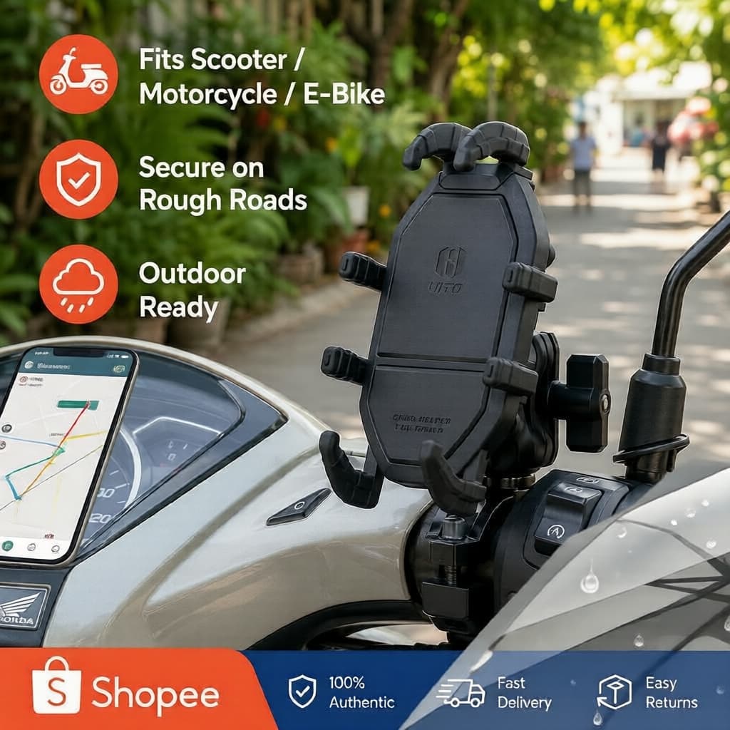 Suporte de Celular para Moto Octopus, Anti-Queda e Amortecedor para Guidão