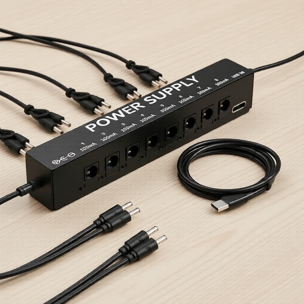 Fonte de alimentação isolada para pedais de guitarra Super Mini com 8 saídas, 9V DC para pedais de efeito