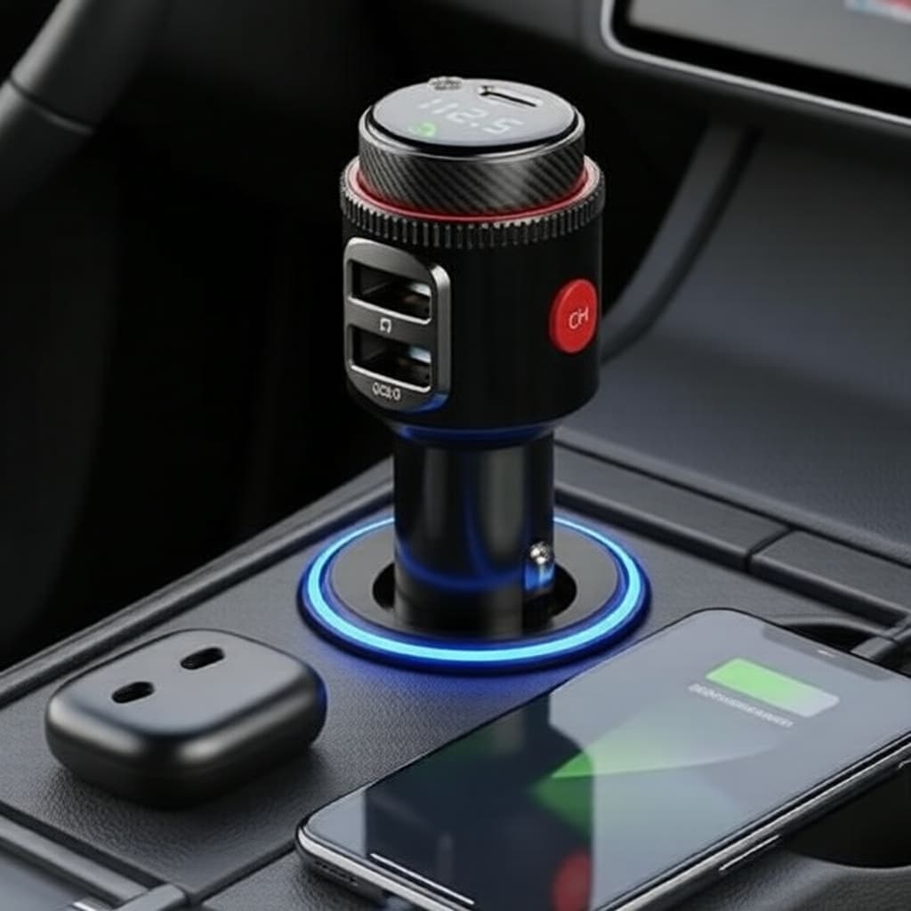 Transmissor Bluetooth 5.4 para Carro 30W PD QC, Viva-Voz, USB, Carregamento Rápido