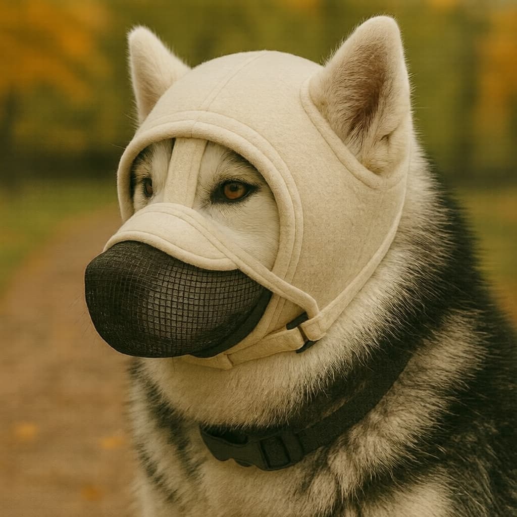 Focinheira Durável para Cães - Malha Respirável, Antimordida e Antiderrapante para Passeio Seguro