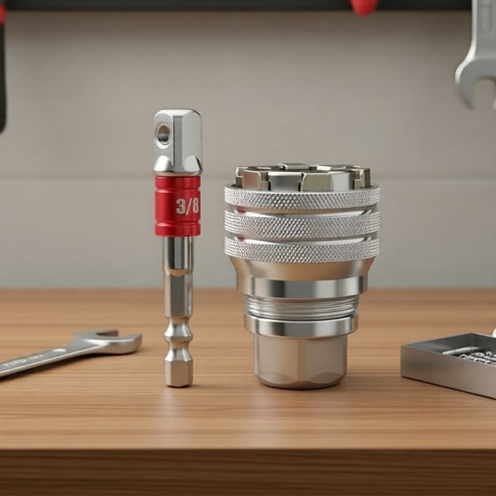 Conjunto de Soquetes Universais Ajustáveis 10-19 mm Chave Hexagonal para Furadeira 3/8 pol. e Chave Catraca 2 Peças